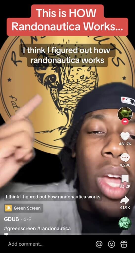 Screenshot of a TikTok thumbnail trying to explain how the Randonautica app works.