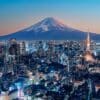 Tokyo City viewed from high up at sunset, Japan