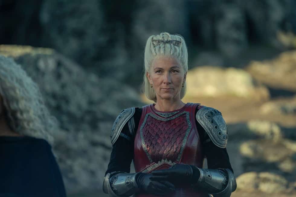 Rhaenys Targaryen standing alone.