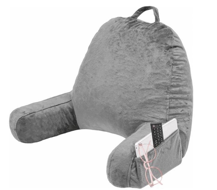 An image from amazon.com showing the back to school college dorm product: A foam upright bed pillow for work and school.