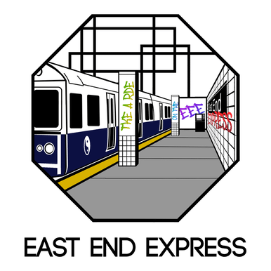 The logo for the escape room, East End Express.