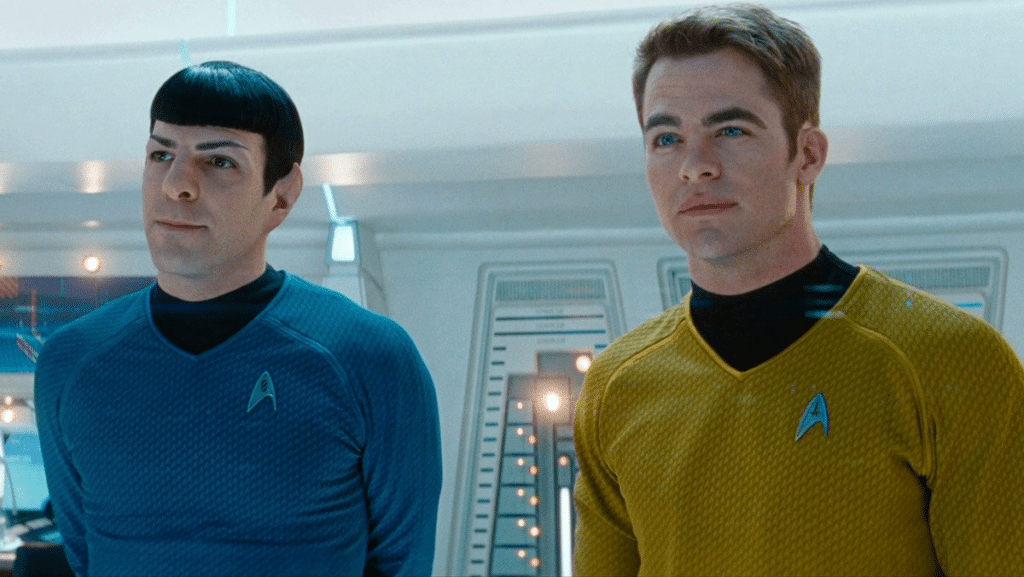 A still of Spock and Kirk from Star Trek