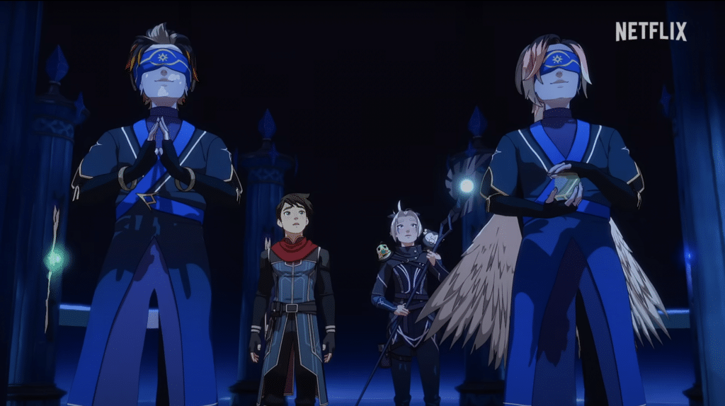 The celestial elves assist Rayla and Callum on their quest to defeat Aaravos in The Dragon Prince Season 6