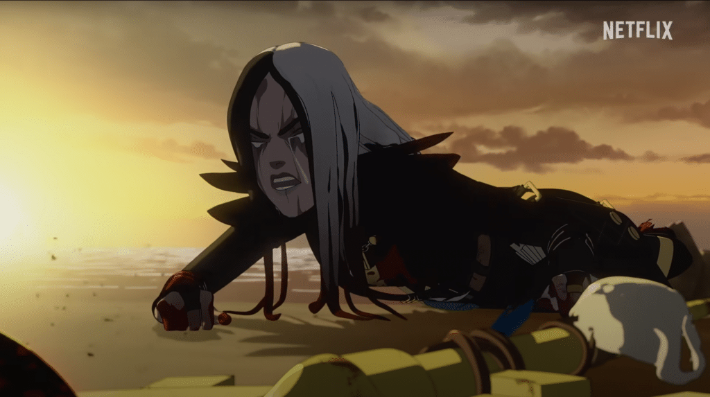 Claudia sobs on the beach in The Dragon Prince Season 6