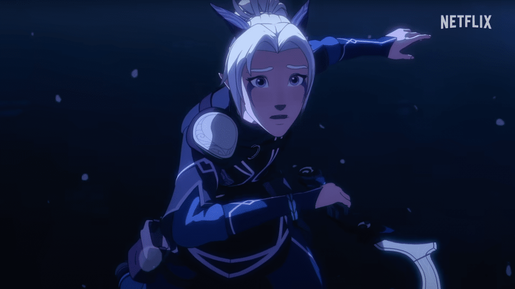 Rayla prepares to fight an off-screen foe