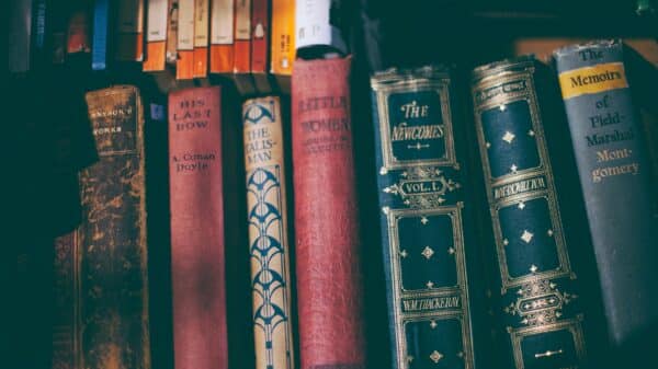 A pile of classic books.
