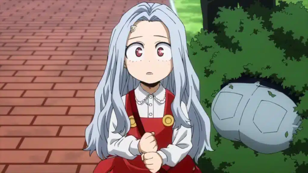 cute eri stands in wonder while Lemillion sticks his butt out of a bush behind her.
