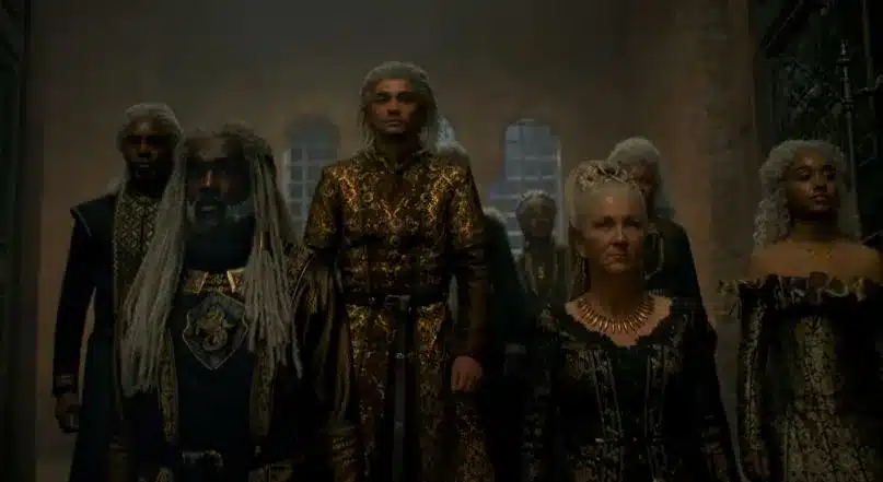 The Velaryon family, standing side-by-side.