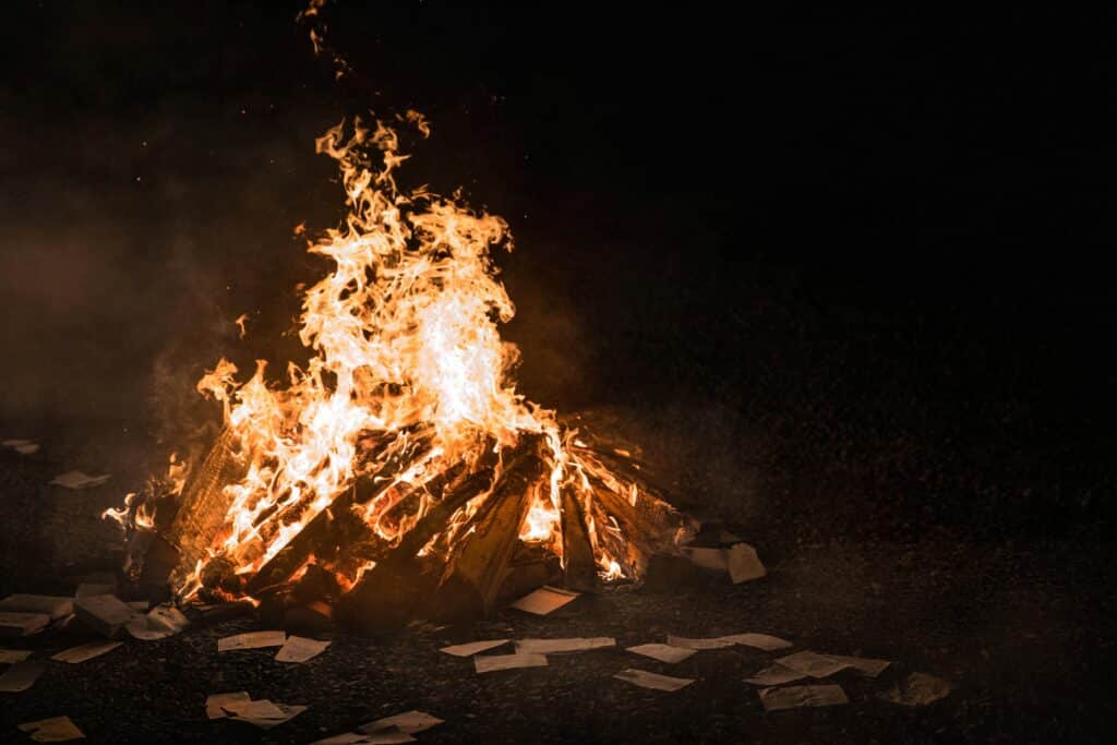 Picture of fire burning pages.