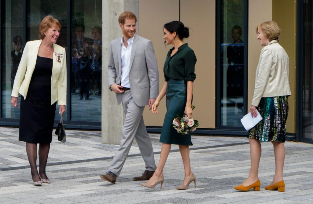 Harry and Megan walking.