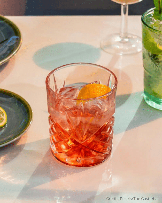 Glass of Negroni cocktail