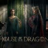 Aemond, Alicent, Rhaenyra, and Daemon in a House of the Dragon promotional image.