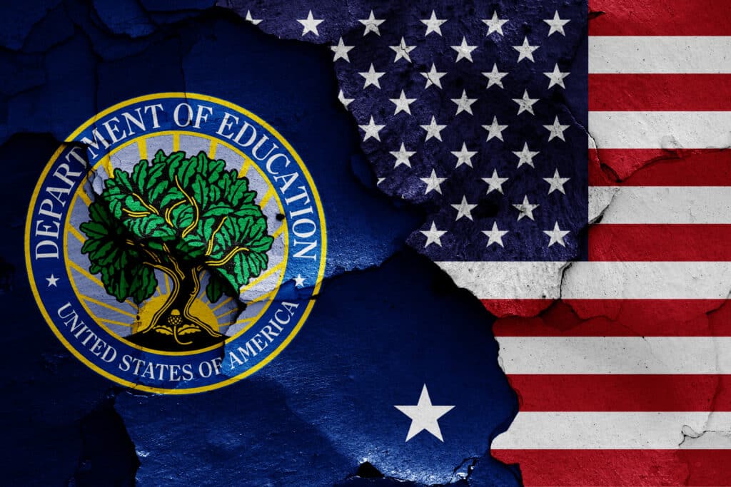 The US Department of Education Logo alongside the American flag