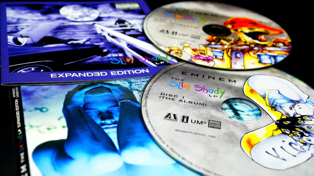 One of Em's earliest albums, The Slim Shady LP. Credit: Shutterstock/Kraft74