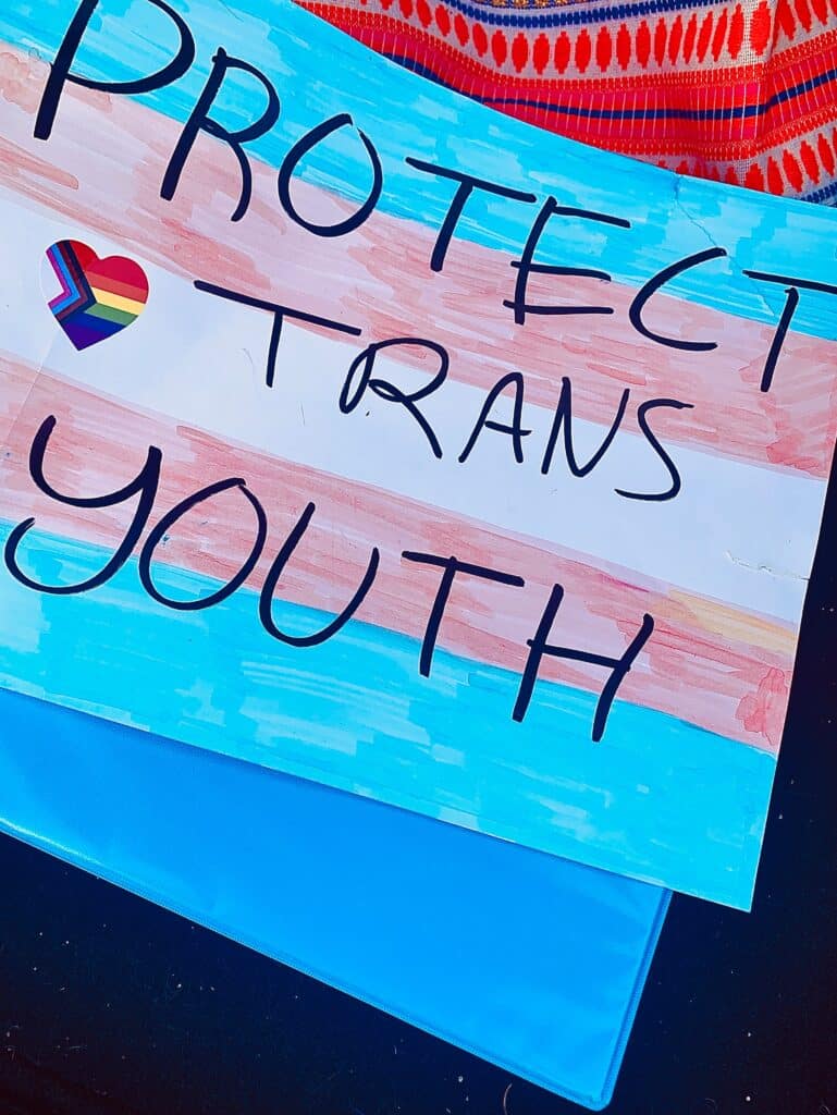 Sign that says Protect Trans Youth