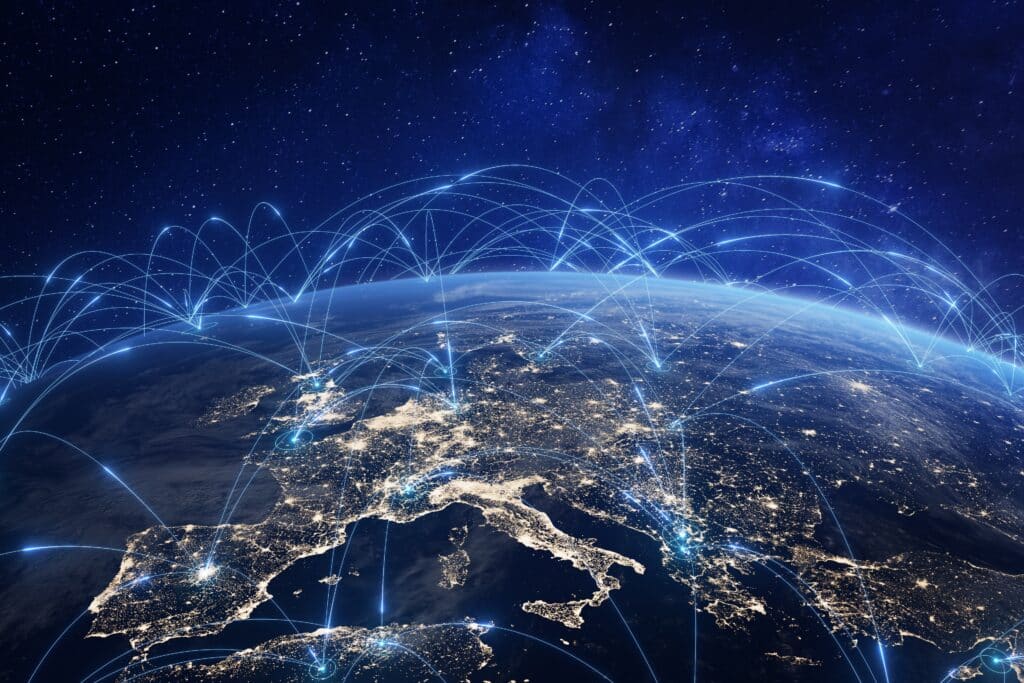 The internet connecting places across the globe.