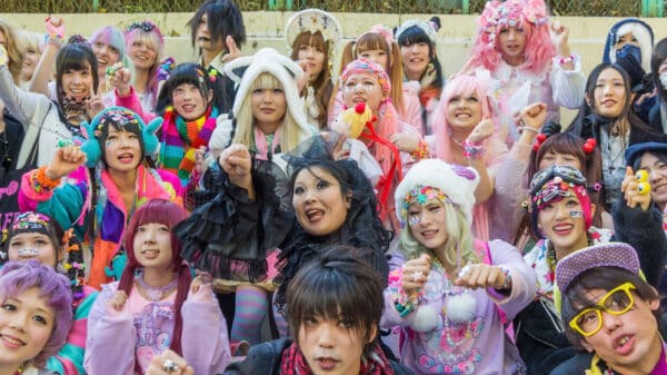 Group of japanese people dressed in eccentric styles