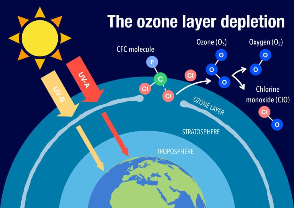 diagram of ozone layer depletion