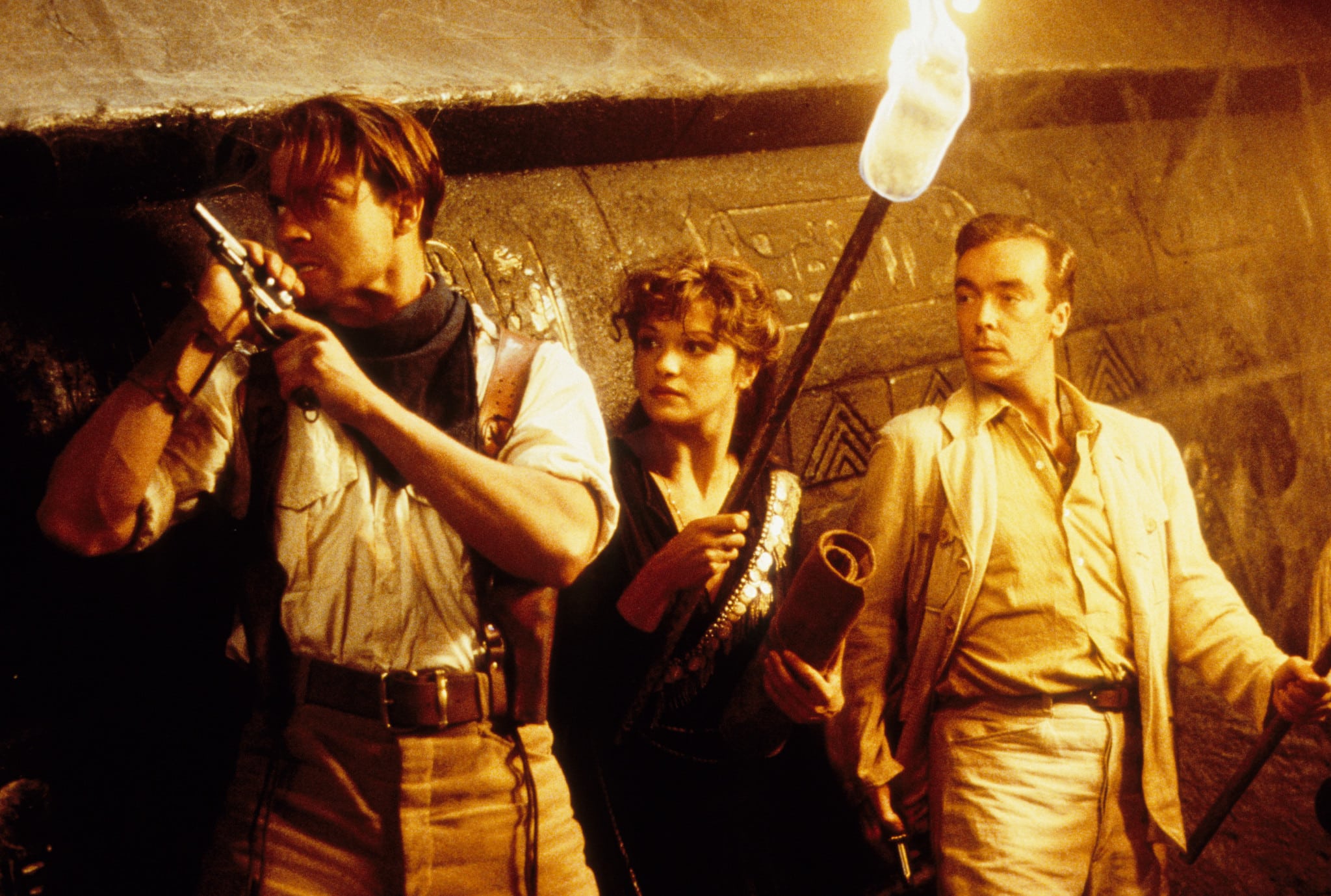 Brendan Fraser, Rachel Weisz and John Hannah in still from The Mummy (1999)
