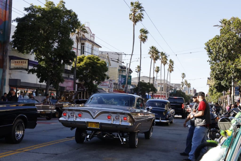 lowriders lined up, mission district