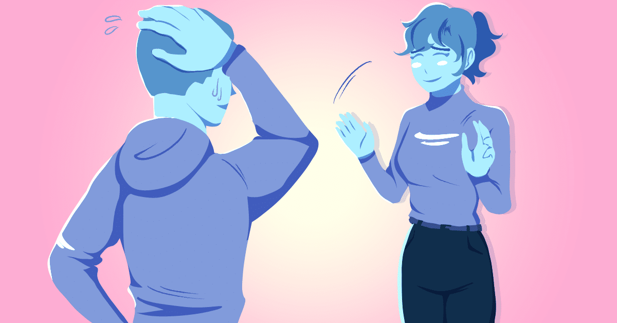 two people awkwardly looking at eachother