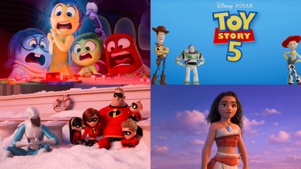 Disney's Sequel Movies including Inside Out 2, Toy Story 5, Incredibles 2 and Moana 2