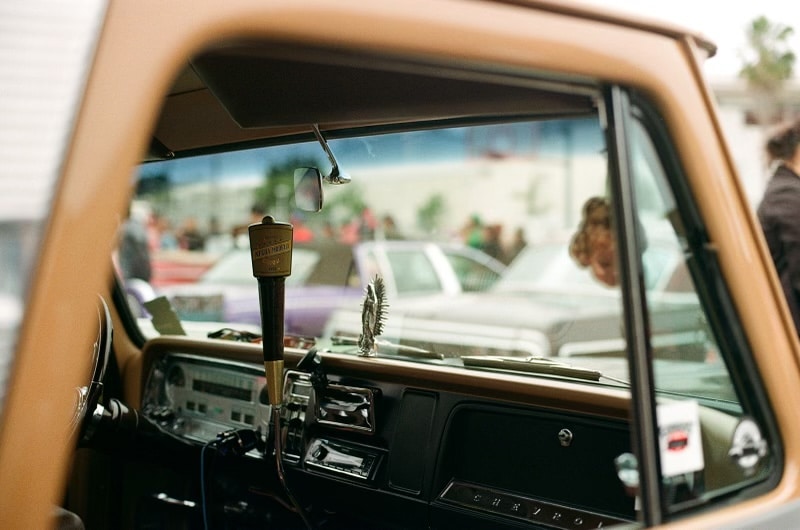 interior of brown lowrider
