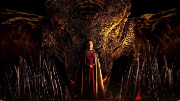 House of the Dragon, Young Princess Rhaenyra Targaryen and her dragon, Syrax.