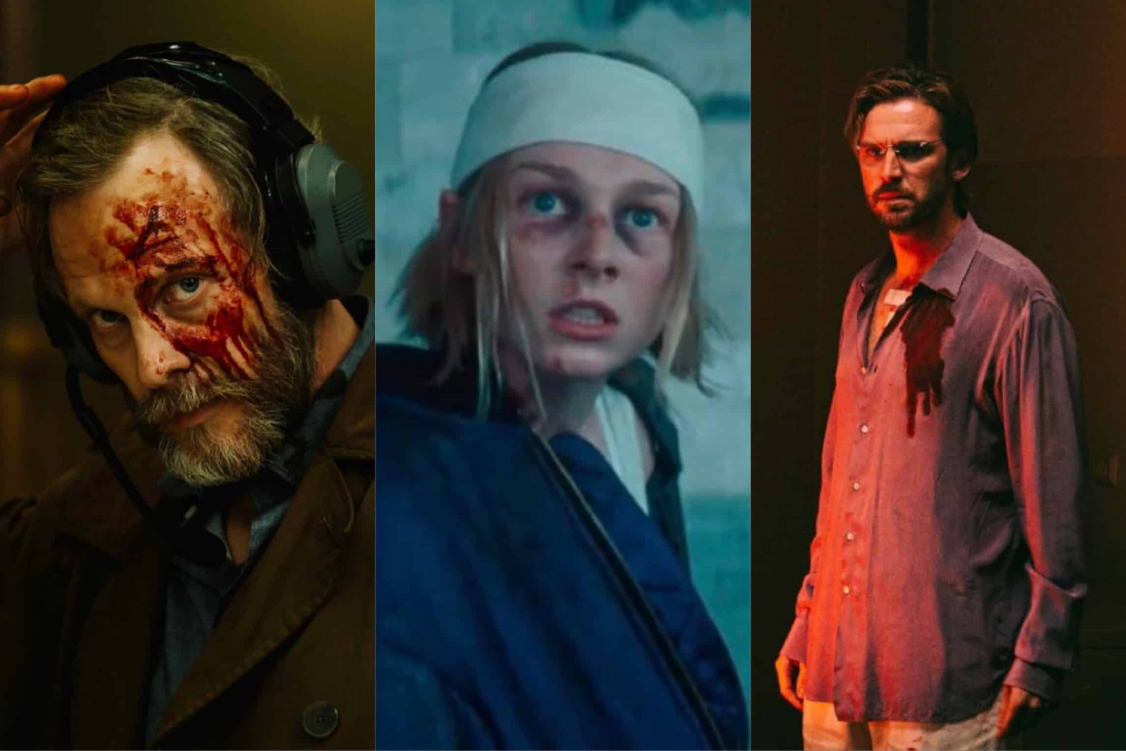 Jan Bluthardt, Hunter Schafer, and Dan Stevens in Cuckoo. Credit: NEON