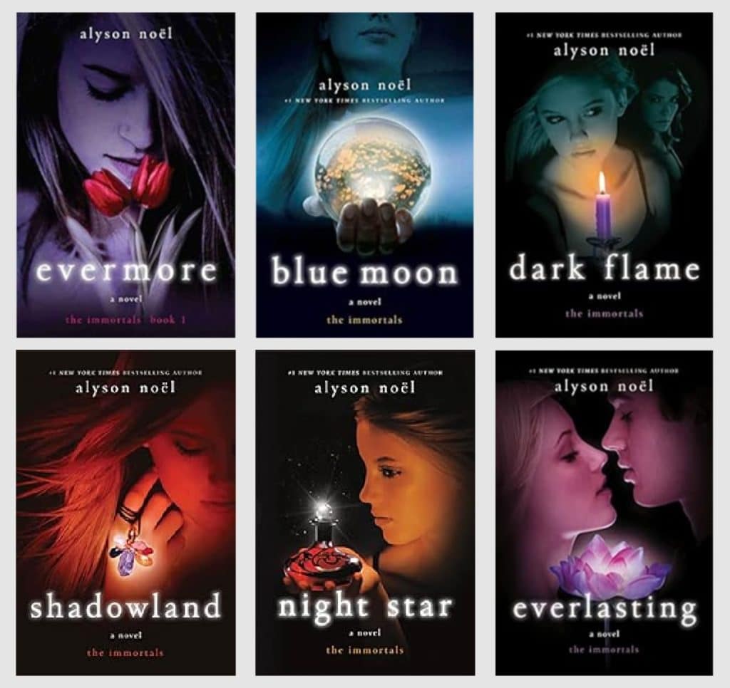 Covers of The Immortals series by Alyson Noël