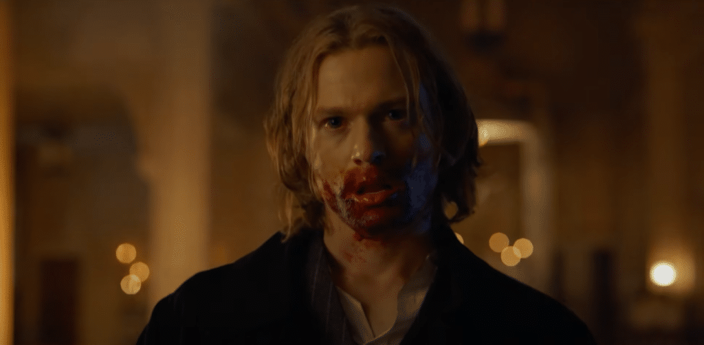 Lestat de Lioncourt from 'Interview with the Vampire' with blood smeared over his mouth.