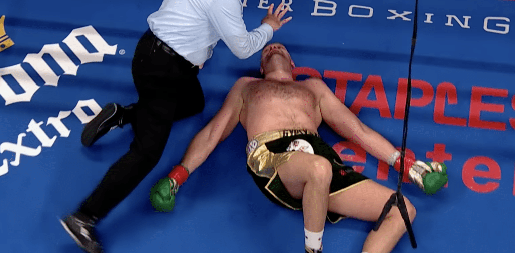 Tyson Fury on the canvas