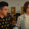 From left to right: Koosh (Bardia Seiri) and Benj (Mason Thames) try to hold a conversation with girls. Credit: YouTube/Netflix