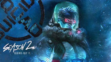 promotional poster for Season 2 DLC for Suicide Squad: Kill the Justice League video game with Mrs. Freeze