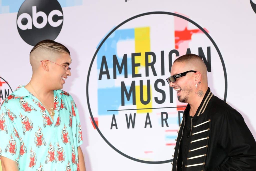 J Balvin and Bad Bunny at American Music Awars