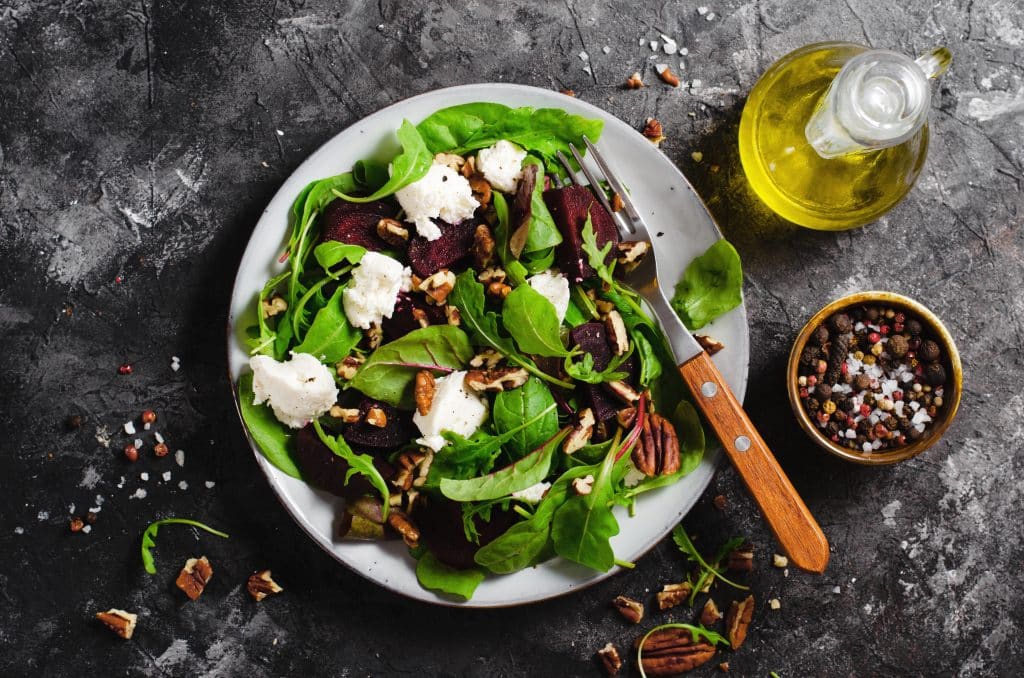 Goat Cheese Salad topped with pecans