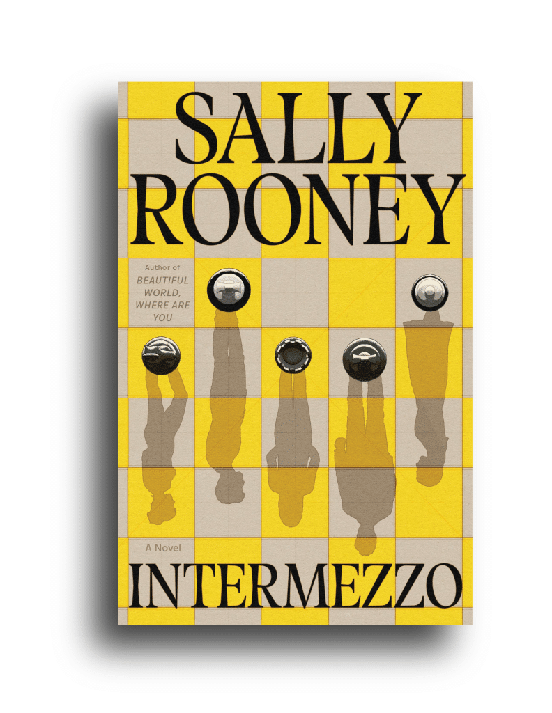 Yellow checkered cover of Intermezzo by Sally Rooney