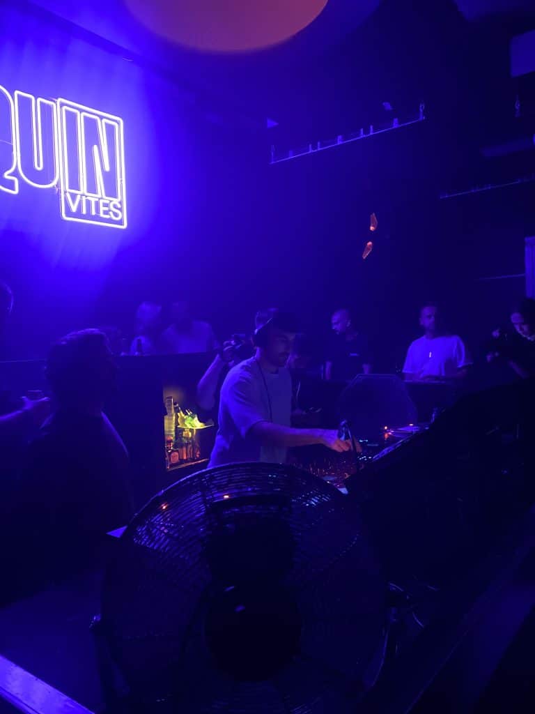 DJ booth in an undergrad club.