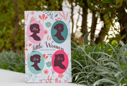 Cover of Little Women with four female profiles against a floral background