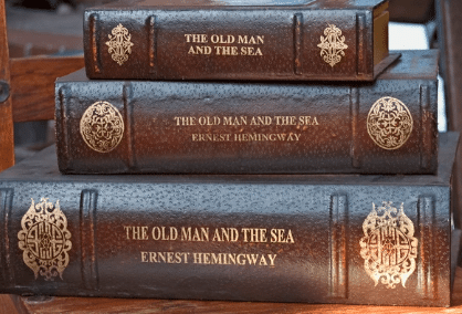 Image of three stacked spines of The Old Man and the Sea