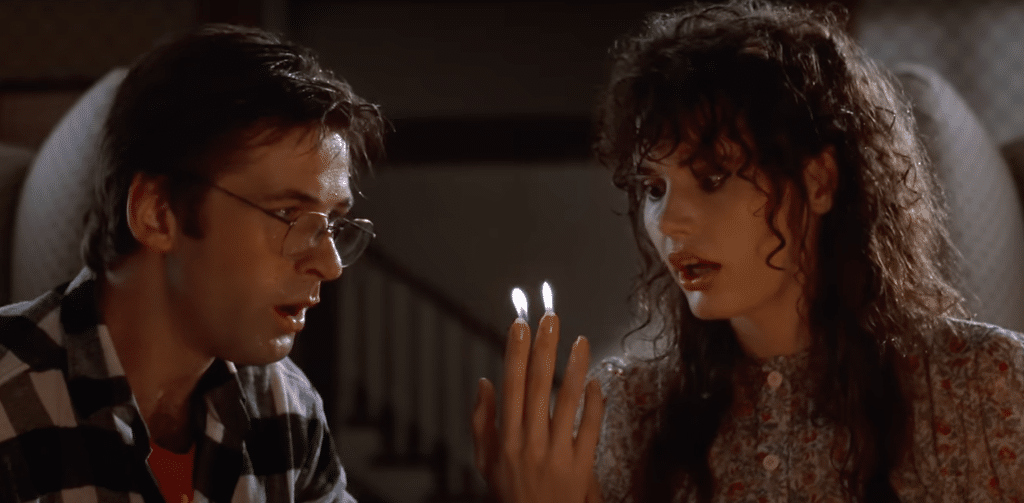Alec Baldwin and Geena Davis as Barbara and Adam Maitland in the 1988 Beetlejuice