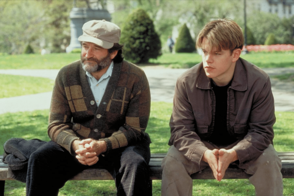 Will Hunting (Matt Damon) and the teacher, Sean (Robin Williams)