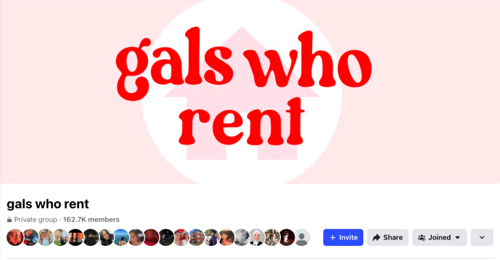Facebook group gals who rent