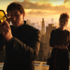 Cesar (Adam Driver) and Julia (Nathalie Emmanuel) overlook New Rome. Credit: YouTube/Lionsgate Movies