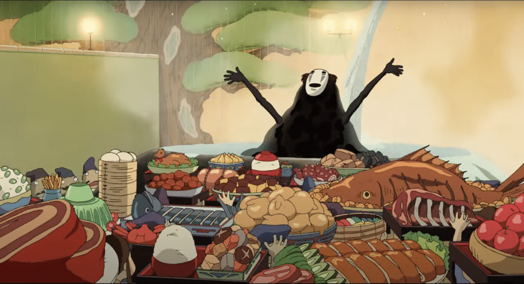 Large spirit sits in front of massive feast