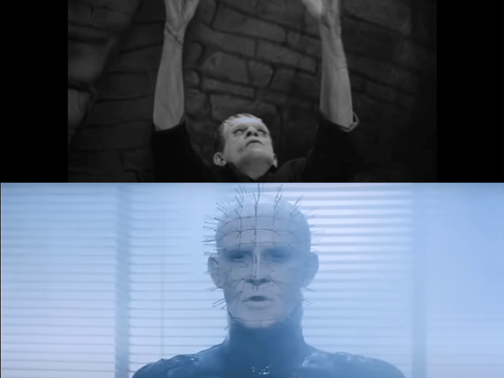 Still image from Frankenstein and Evil Dead