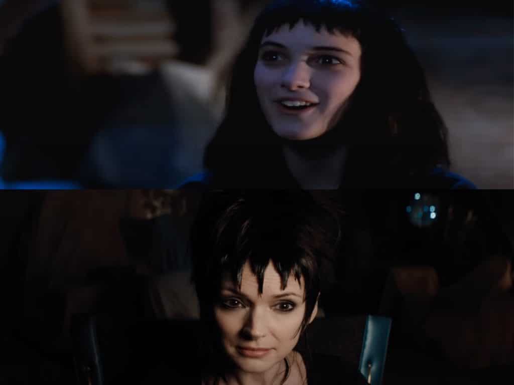 Winona Ryder in the 1988 Beetlejuice and the 2024 Beetlejuice Beetlejuice