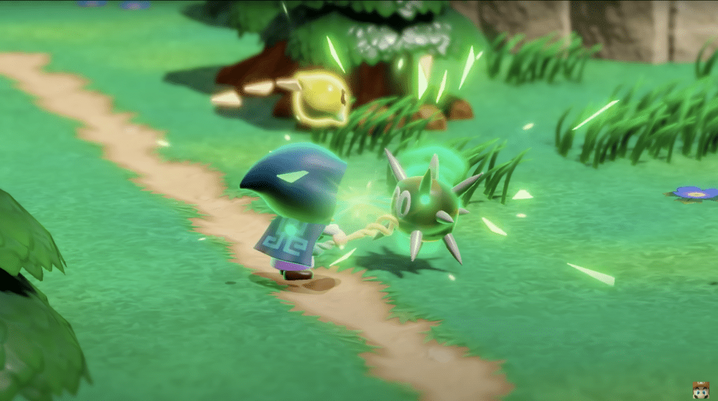 Zelda touches a monster with her staff in Echoes of Wisdom