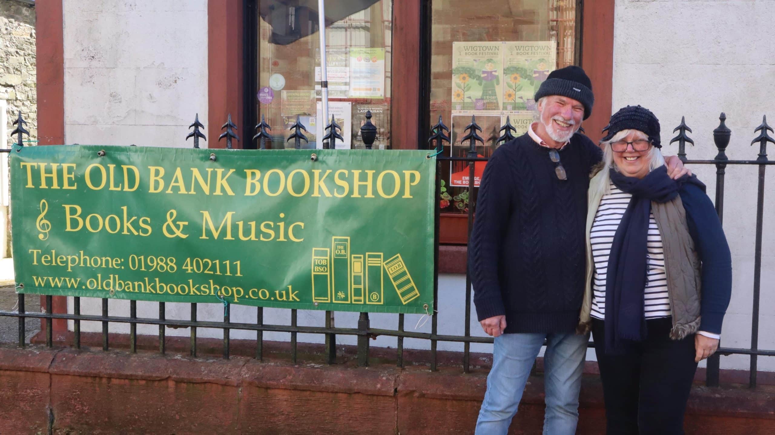 Recent image of Joyce and her husband, Ian, outside of their bookshop.
