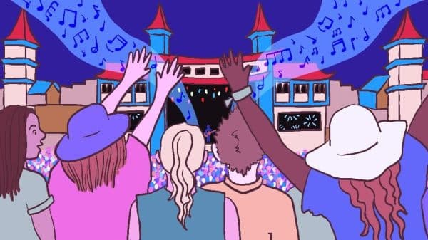 Group of people enjoying a musical festival